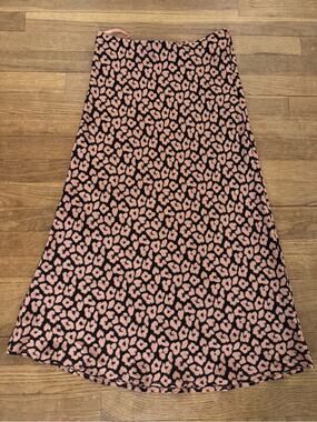 Isalis Women's Pink Black Animal Print Midi Skirt - Size Small
 b19